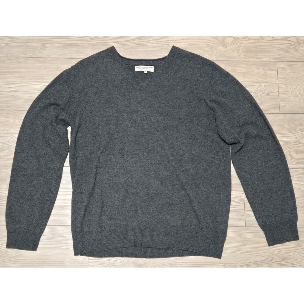 Aran Sweater Market Ireland Lambs Wool Dark Gray V-Neck Sweater Mens XXL